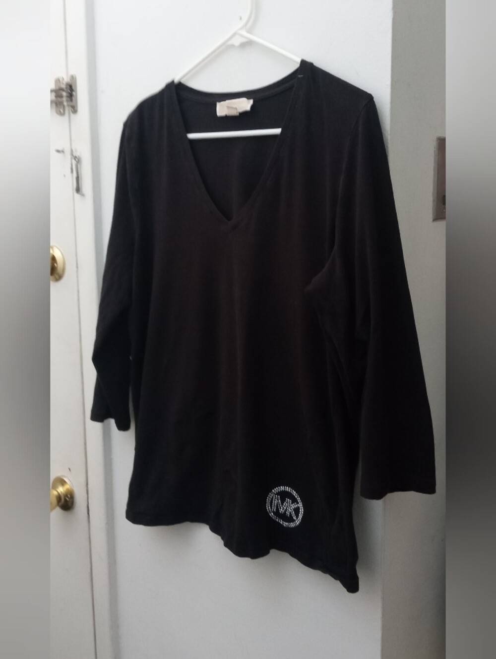Michael Kors Black V-Neck Long Sleeve Women's Top